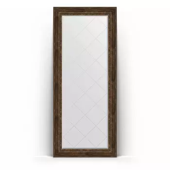 Зеркало напольное Evoform Exclusive-G Floor BY 6340 87x207 состаренное дерево с орнаментом, с фацетом, в багетной раме