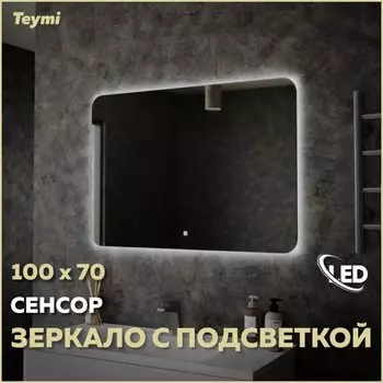 Зеркало в ванную с подсветкой Teymi Solli Oreol 100х70 LED сенсор T20228S