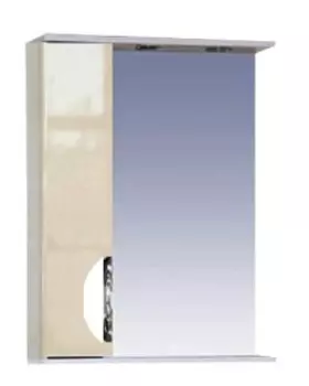 Зеркало-шкаф Misty Жасмин 55 левый бежевый с подсветкой