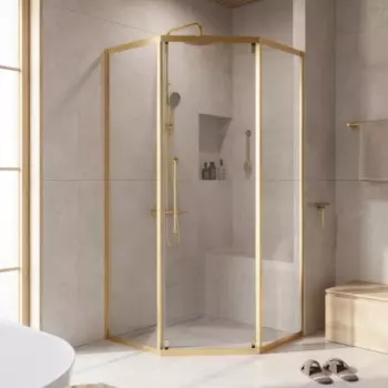 Душевой уголок Cezares Relax RELAX-304-P-1-100-C-CR 100x100, профиль брашированное золото RELAX-304-P-1-100-C-BORO