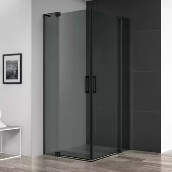 Душевой уголок Cezares Slider AH 2 70/80-90/100 Grigio Nero профиль черный, стекло серое SLIDER-AH-2-70/80-90/100-GRIGIO-NERO