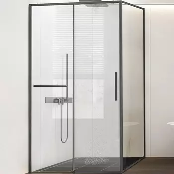 Душевой уголок Vincea Slim Soft VSR-1SS9012CLGM 120х90х200 профиль вороненая сталь, стекло прозрачное