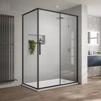 Душевой уголок Vincea Slim-U VSR-2SU9012CLB 120x90 см, профиль матовый черный, стекло прозрачное