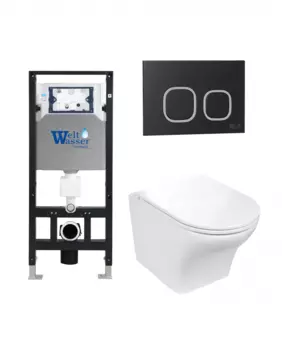 Комплект 3 в 1 инсталляция WeltWasser WW Amberg 506 + Подвесной унитаз WeltWasser Odenbach 004 GL-WT + Клавиша смыва WeltWasser WW Amberg RD-BL