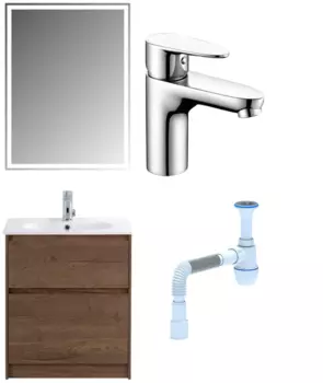 Комплект: Мебель для ванной BelBagno Kraft 60 + Смеситель Wasserkraft Leine 3503 для раковины, хром + Сифон АниПласт 533329 + SNP3503 + C2015xrv