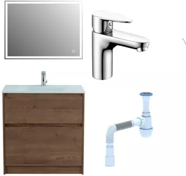 Комплект: Мебель для ванной BelBagno Kraft 80 + Смеситель Wasserkraft Leine 3503 для раковины, хром + Сифон АниПласт 533318 + SNP3503 + C2015xrv