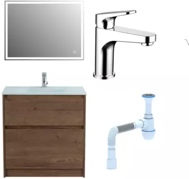 Комплект: Мебель для ванной BelBagno Kraft 80 + Смеситель Bravat Eler F1191238CP-RUS для раковины, хром + Сифон АниПласт 533318 + SNPF1191238CP-RUS + C2015xrv