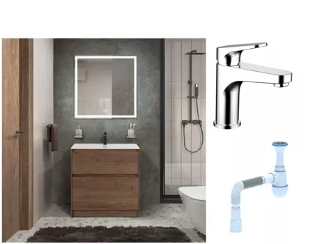Комплект: Мебель для ванной BelBagno Kraft + Смеситель Bravat Eler F1191238CP-RUS для раковины, хром + Сифон АниПласт 533345 + SNPF1191238CP-RUS + C2015xrv