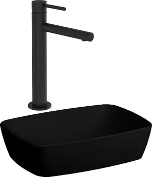Комплект Раковина VitrA Shift 7075B083 черная + Смеситель VitrA Origin для раковины 7075B083-6516