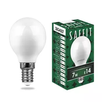 Лампа светодиодная Saffit E14 7W 6400K Шар Матовая SBG4507 55123 /55123