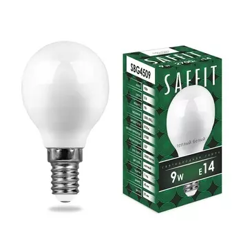 Лампа светодиодная Saffit E14 9W 2700K Шар Матовая SBG4509 55080 /55080