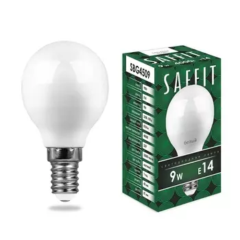 Лампа светодиодная Saffit E14 9W 4000K Шар Матовая SBG4509 55081 /55081