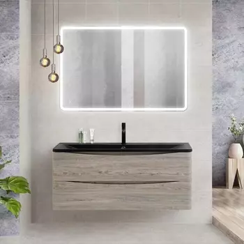 Мебель для ванной BelBagno Acqua 120 подвесная, pino scania, черная матовая раковина