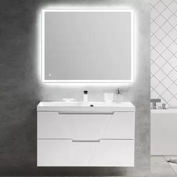 Мебель для ванной BelBagno Vittoria 100 подвесная, bianco opaco, белая глянцевая раковина