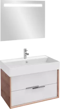 Мебель для ванной Jacob Delafon Vivienne 80 дуб давос, белая блестящая, раковина белая матовая