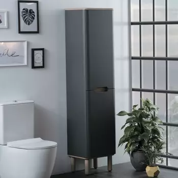 Шкаф-пенал VitrA Sento 40 L, с бельевой корзиной, матовый антрацит /60856