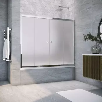 Шторка на ванну Vegas Glass Z2V Tur Novo 160 08 10 профиль глянцевый хром, стекло сатин Z2V TUR NOVO 160 08 10