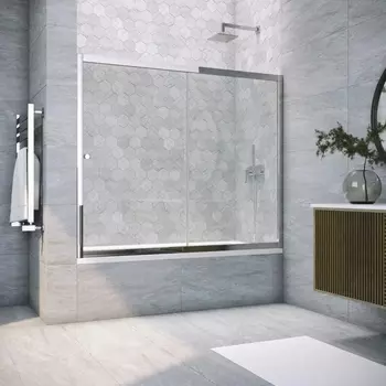 Шторка на ванну Vegas Glass ZV Tur Novo 160 08 01 профиль глянцевый хром, стекло прозрачное ZV TUR NOVO 160 08 01