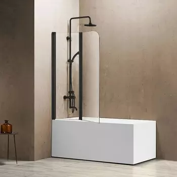 Шторка на ванну Vincea VSB-12114CLB 114 см, профиль черный, стекло прозрачное
