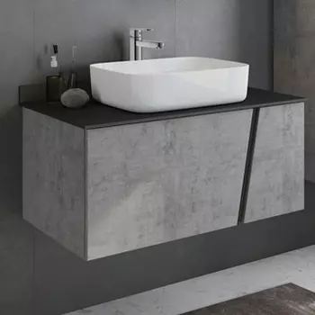 Тумба с раковиной Comforty Эдинбург 90 подвесная, бетон светлый, раковина T-Y9378