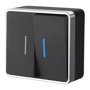 Выключатель двухклавишный Werkel Gallant (черный/хром) W5020135 4690389164224