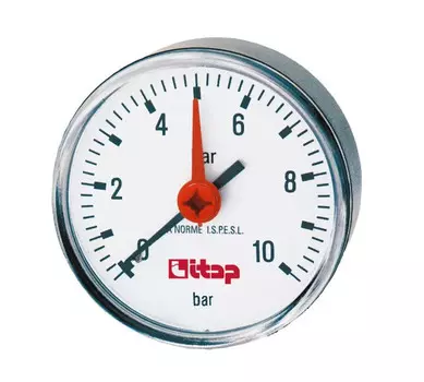 Манометр осевое(горизонтальное) подключение 10 бар 1/4" (63мм) Itap 483