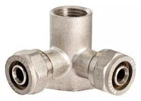 Тройник с креплением (обжим) Valtec Ф16-1/2"