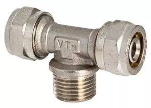 Тройник с наружной резьбой (обжим) Valtec Ф16-1/2"