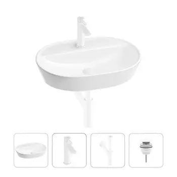 Акционный набор 4 в 1 Wellsee Calin 201001865: накладная раковина 60 см, смеситель, металлический си