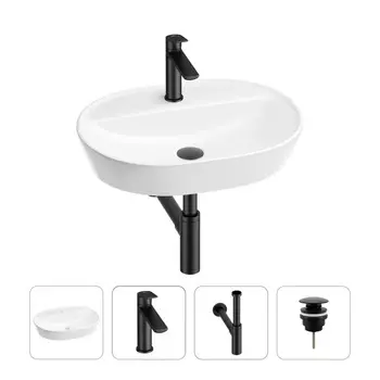 Акционный набор 4 в 1 Wellsee Calin 201001857: накладная раковина 60 см, смеситель, металлический си