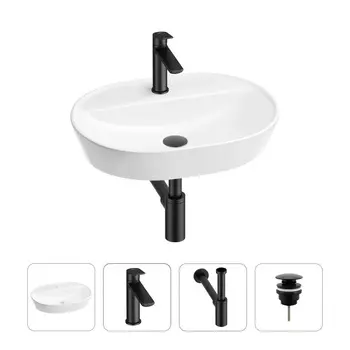 Акционный набор 4 в 1 Wellsee Calin 201001827: накладная раковина 60 см, смеситель, металлический си