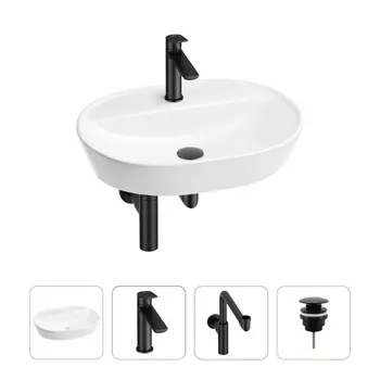 Акционный набор 4 в 1 Wellsee Calin 201001867: накладная раковина 60 см, смеситель, металлический си