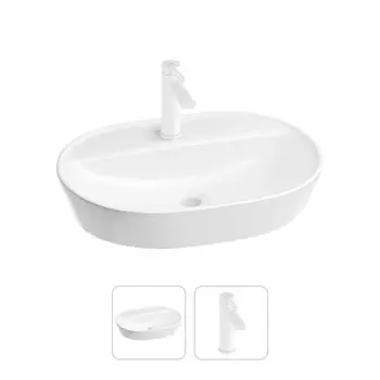 Акционный набор 5 в 1 Wellsee Calin 201003936: накладная раковина 60 см, смеситель, металлический си