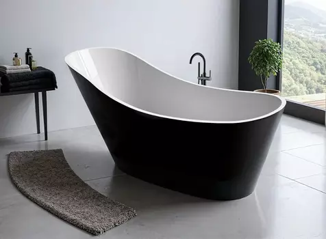 Акриловая ванна Ceruttispa GLORIA170GMB 170х78 отдельностоящая, черный матовый/белый