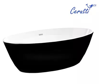 Акриловая ванна Ceruttispa GRETA170GMB 170х80 отдельностоящая, черный матовый/белый
