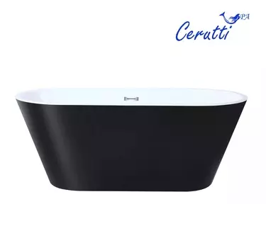 Акриловая ванна Ceruttispa RESIA170IIGMB 170х75 отдельностоящая, черный матовый/белый