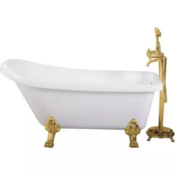 Акриловая ванна Ceruttispa Vito 150G 155х74 отдельностоящая, белый (ножки золото)