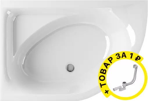 Акриловая ванна Excellent Aquarella 170x110 левая + слив-перелив