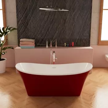 Акриловая ванна Frank F6104 White/Red 170х75 см, красная