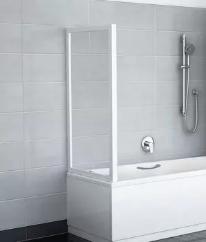 Боковая стенка для шторки на ванну Ravak Supernova APSV-75 Transparent, профиль белый