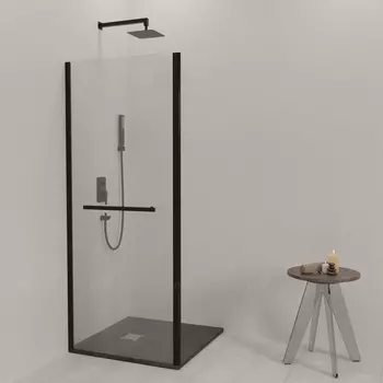 Боковая стенка RGW Z-060-2B 80х195 профиль черный, стекло прозрачное