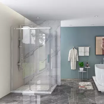 Боковая стенка Veconi KP-06 80х195 см, профиль хром, стекло прозрачное