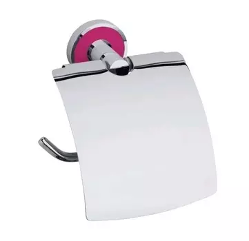 Держатель туалетной бумаги Bemeta Trend-I 104112018f с крышкой, хром/розовый
