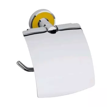Держатель туалетной бумаги Bemeta Trend-I 104112018h с крышкой, хром/желтый