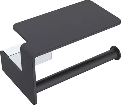 Держатель туалетной бумаги Boheme Q 10941-CR-B с полкой для телефона, черный/хром