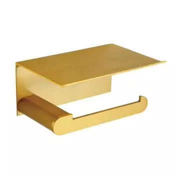 Держатель туалетной бумаги Nofer Capri 16228.G с полкой для телефона, золото матовое