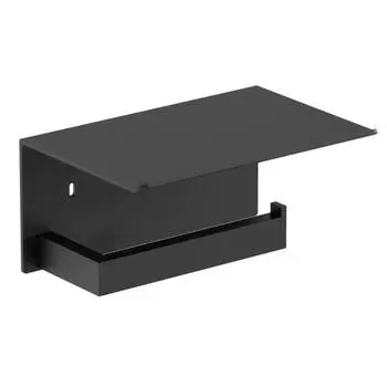 Держатель туалетной бумаги Nofer Corinto 16878.N с полкой для телефона, черный матовый