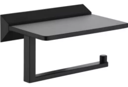 Держатель туалетной бумаги Rose RG1605H с полочкой черный