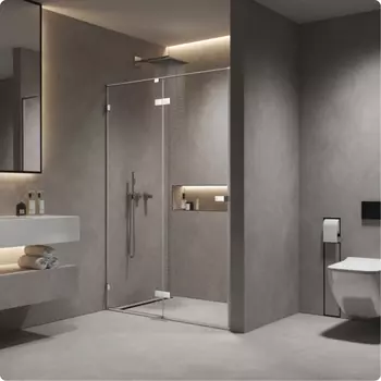 Душевая дверь в нишу AQUAme AQM7408-10 100х200 см, стекло прозрачное, профиль хром