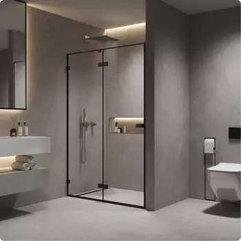 Душевая дверь в нишу AQUAme AQM7408-2-12 120х200 см, стекло прозрачное, профиль черный